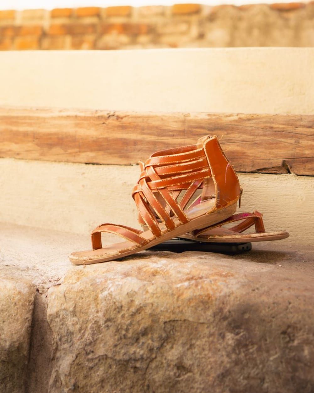 Two-Strap Leather Sandals