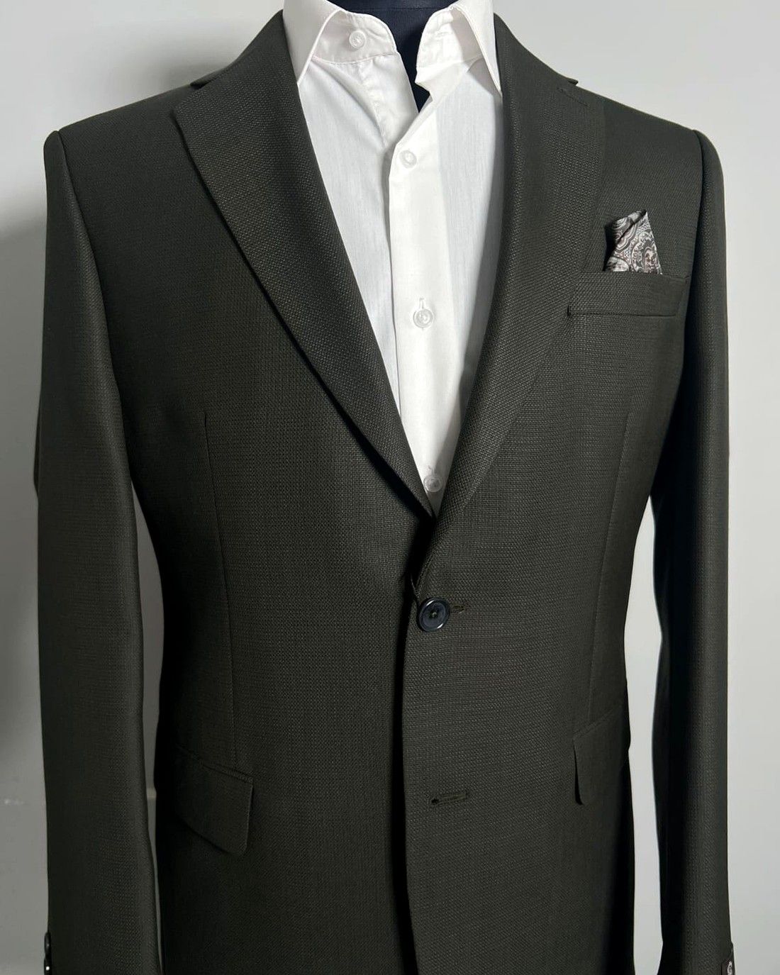 Olive Green Textured Blazer