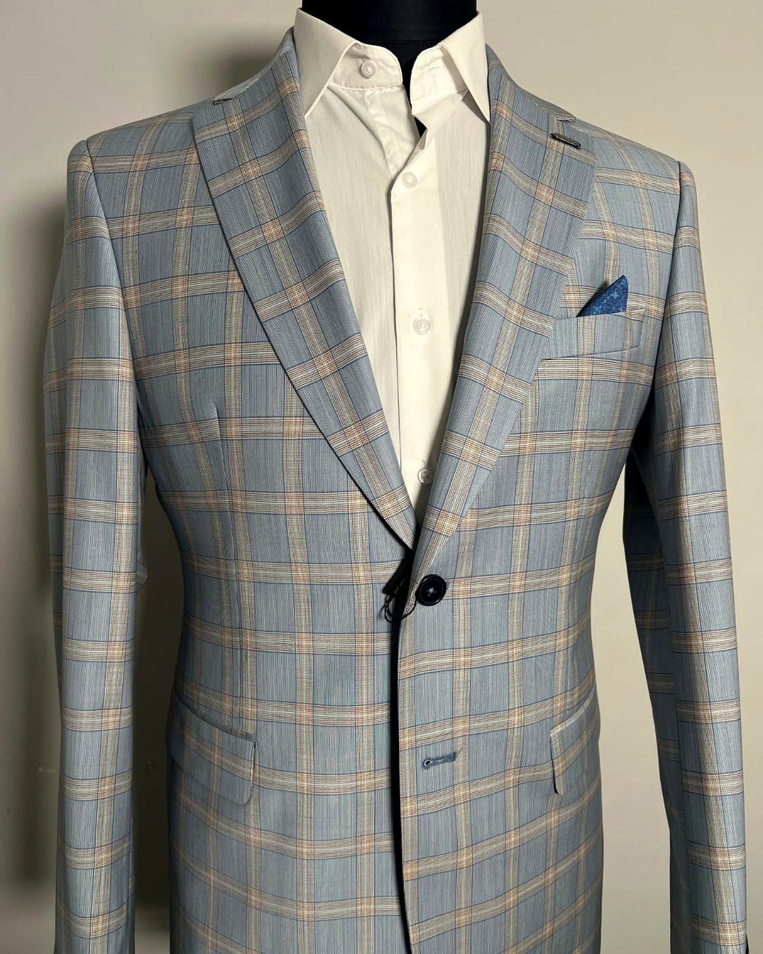 Powder Blue Plaid Blazer
